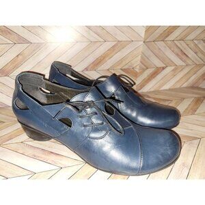 Women Mitica Navy Blue Cutout Leather Lace Up Heel Pump Size 41 10